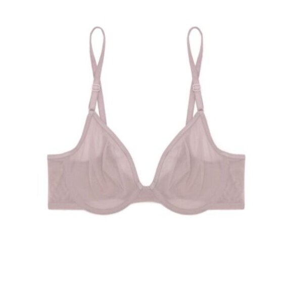 Smart and Sexy SA1388 Beige Sheer Mesh Demi Underwire Bra 32DDD - Picture 3 of 4